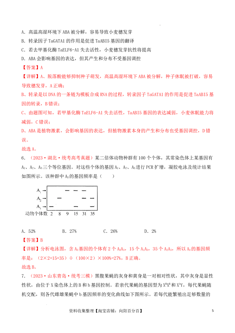 专题08基因的表达以及基因频率的计算（解析版）_新高考复习资料_2024年新高考复习资料_一轮复习资料_完备战2024年高考生物一轮复习重难点突破讲解与训练（新教材）