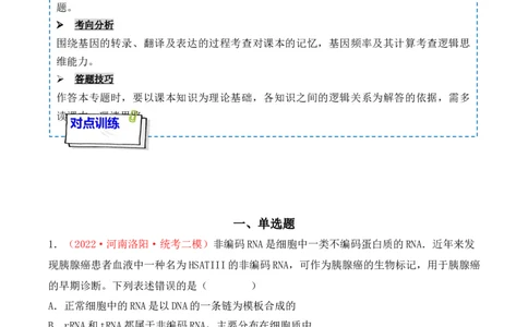 专题08基因的表达以及基因频率的计算（解析版）_新高考复习资料_2024年新高考复习资料_一轮复习资料_完备战2024年高考生物一轮复习重难点突破讲解与训练（新教材）