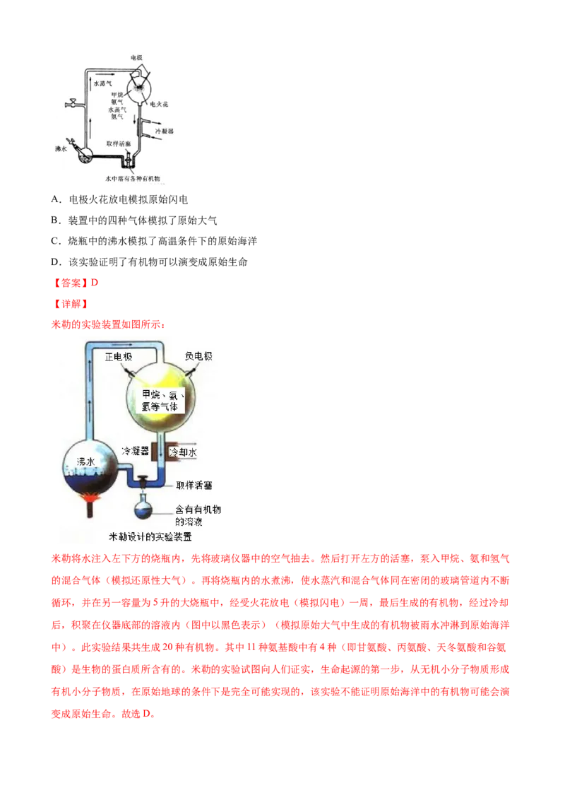 03生命起源和生物进化A卷（解析版）_初中全科电子版试卷练习试题_生物_生物8下练习_人教生物8年级下单元试卷38份_第3套八年级生物下册单元试卷（人教版）06份