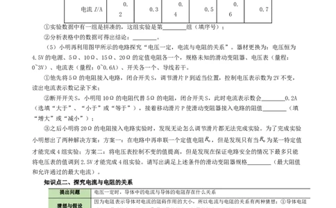 课时17.1电流与电压和电阻的关系（学生版）_初物_八年级上下册+九年级全一册物理_九年级物理全一册_讲义_2025版