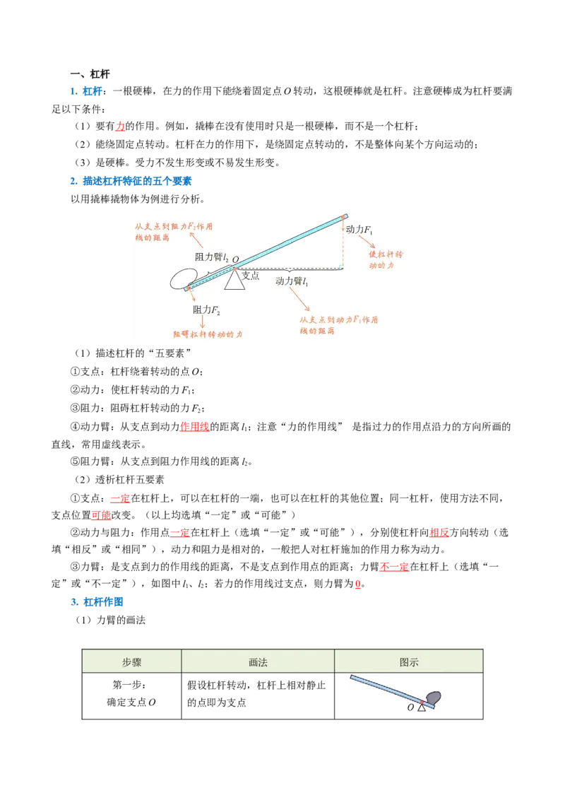 第十二章简单机械（（知识清单）教师版_初物_八年级上下册+九年级全一册物理_八年级物理下册_知识清单（更新中）
