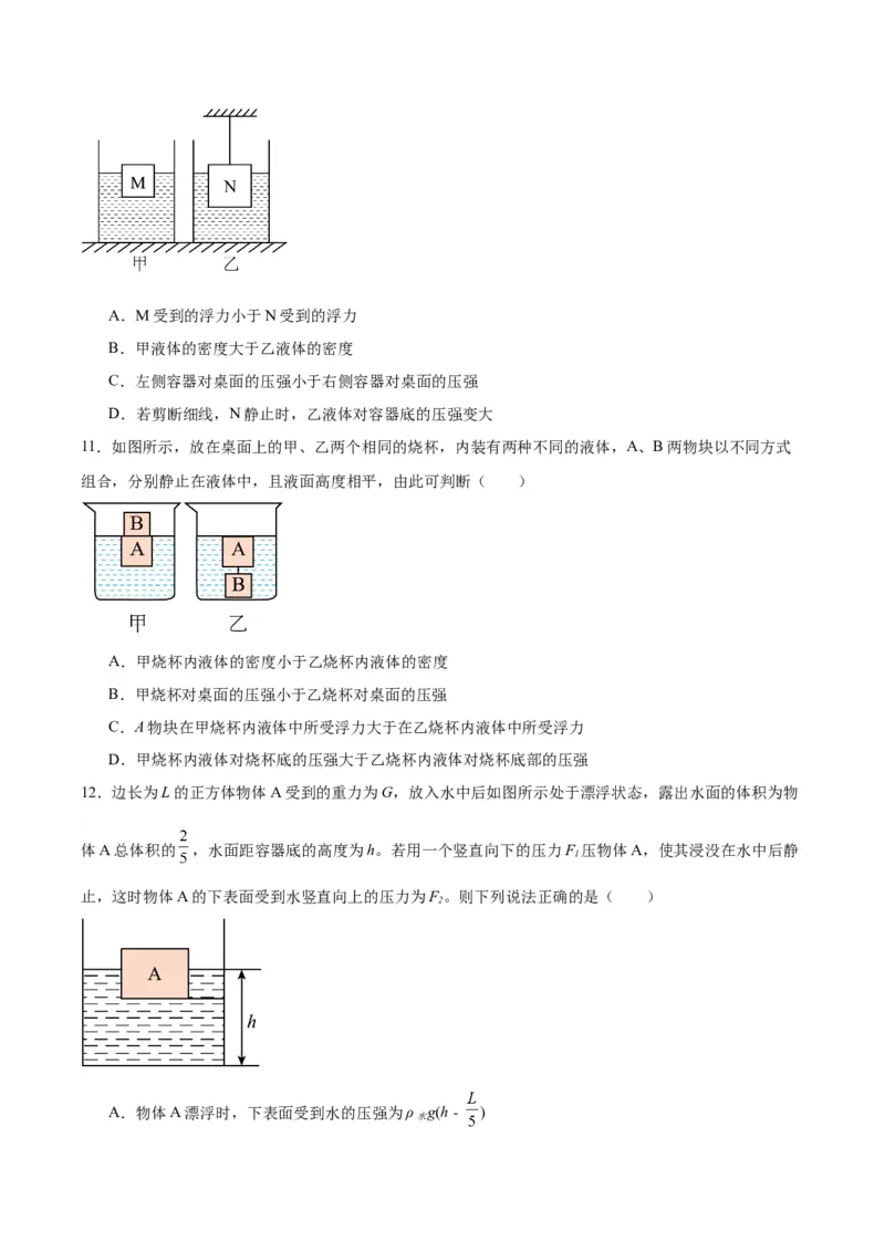 专题15物体沉浮条件及其应用（原卷版）_8、物理总复习_2024年中考复习资料_一轮复习_完备战2024年中考物理一轮复习考点帮（全国通用）