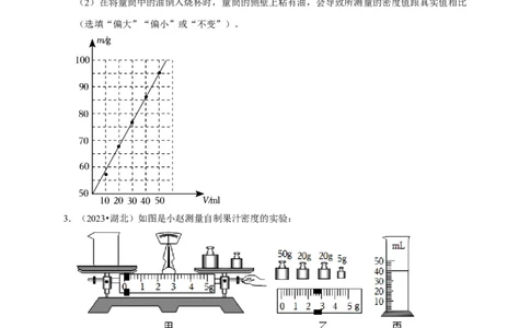 实验7测量液体的密度（原卷版）_8、物理总复习_2024年中考复习资料_二轮复习_（讲义+练习）2024年中考物理二轮题型专项复习