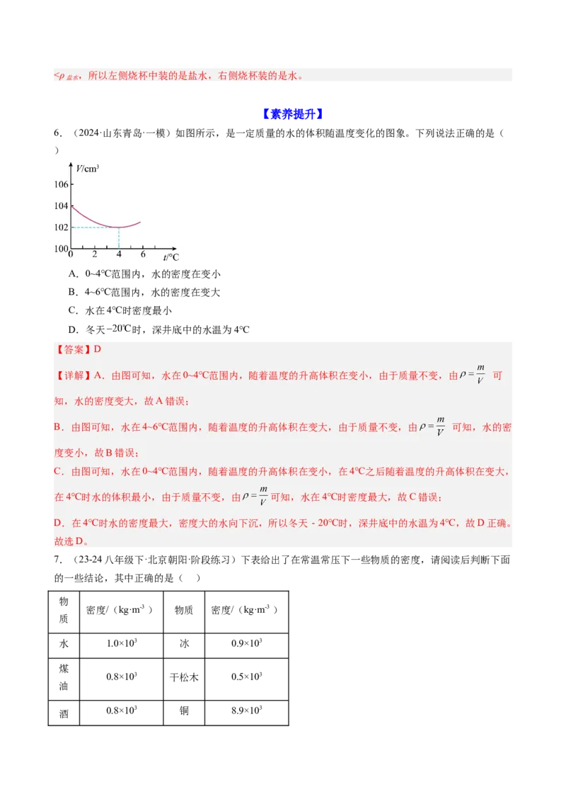 课时6.2密度（教师版）_初物_八年级上下册+九年级全一册物理_八年级物理上册_讲义