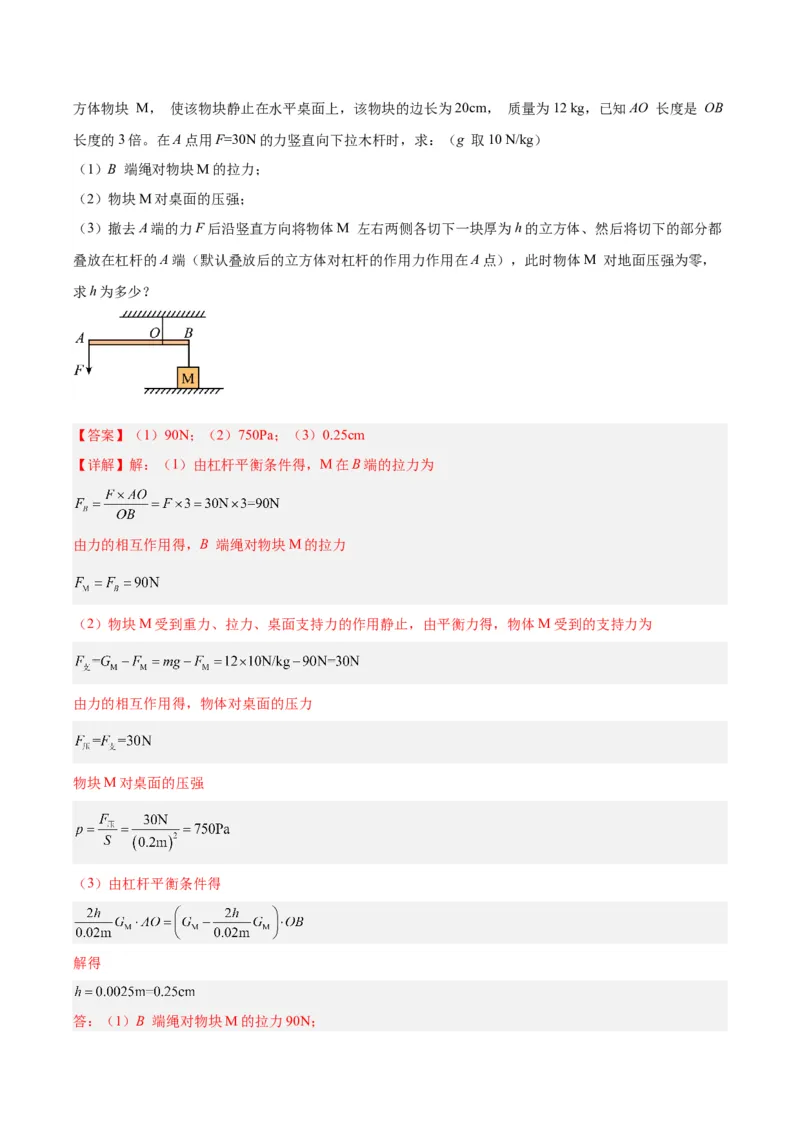 专题18杠杆（解析版）_8、物理总复习_8.中考物理总复习_2024年中考复习资料_一轮复习资料_完备战2024年中考物理一轮复习讲义练习（全国通用）_教师版（含答案解析）