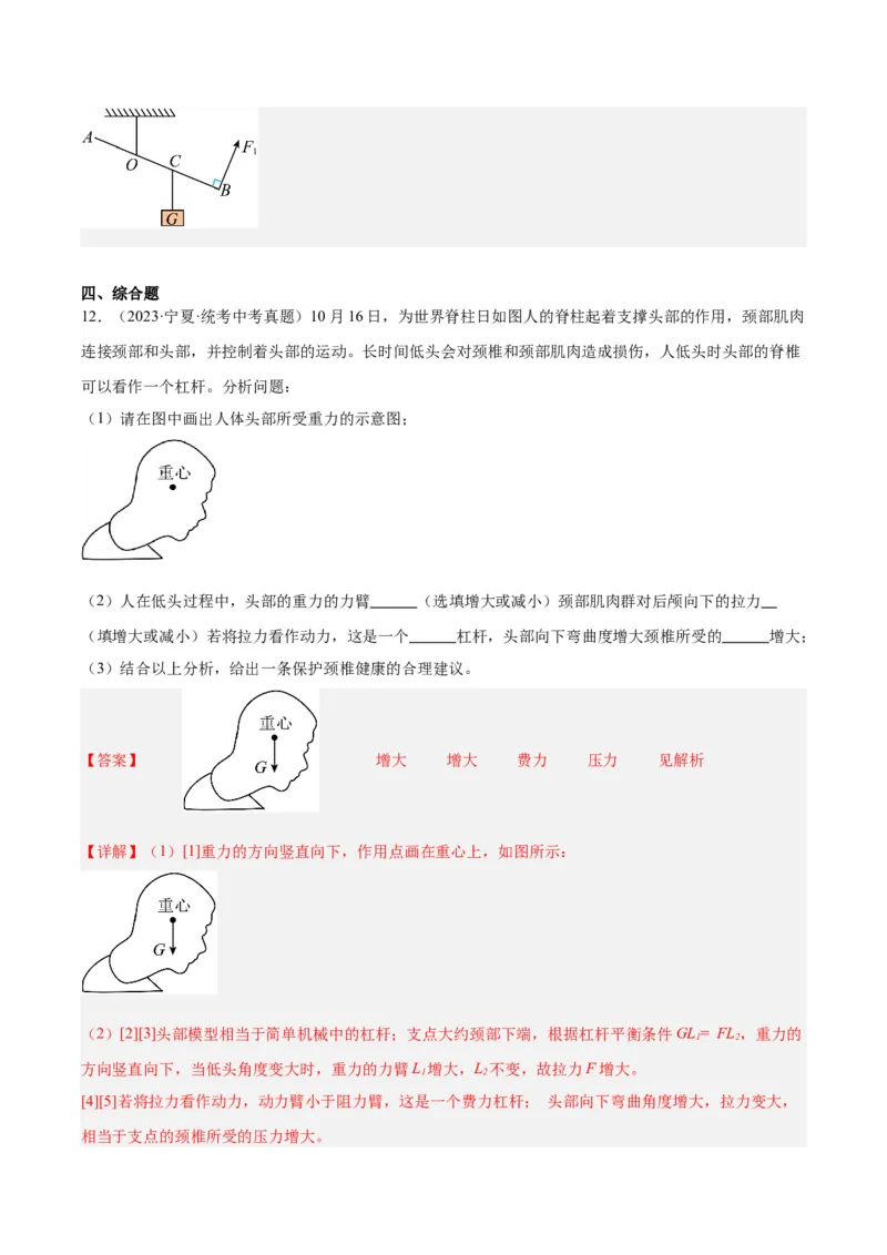 专题18杠杆（解析版）_8、物理总复习_8.中考物理总复习_2024年中考复习资料_一轮复习资料_完备战2024年中考物理一轮复习讲义练习（全国通用）_教师版（含答案解析）