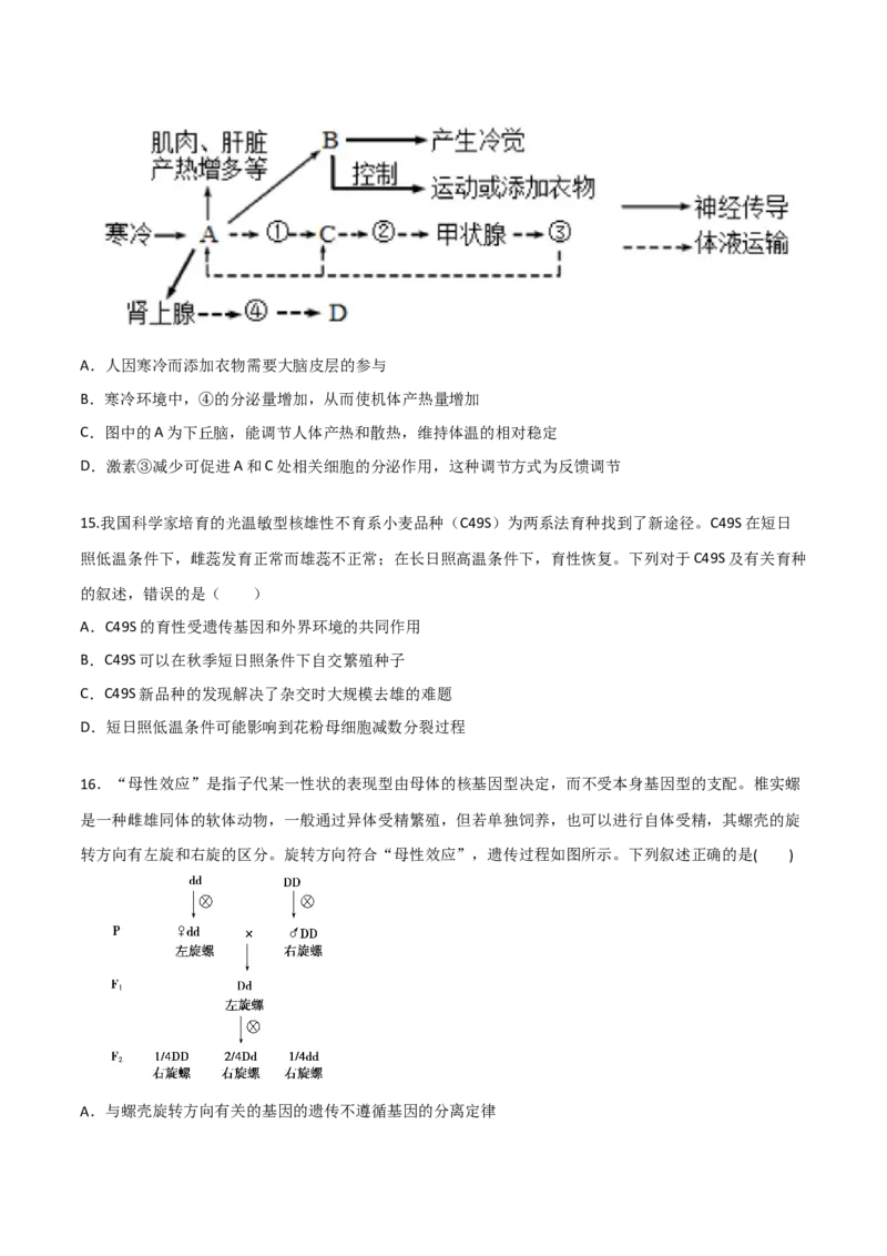 黄金卷06（考试版）_2024年新高考资料_4.2024高考模拟预测试卷_赢在高考&middot;黄金8卷备战2024年高考生物模拟卷（广东专用）31276448