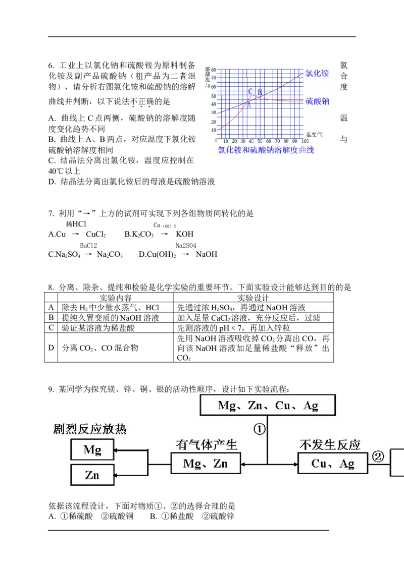 2013山东济宁化学试卷+答案(word整理版)_山东历年中考真题_山东省历年中考真题2013~2024_初中化学历年真题（2013-2024）