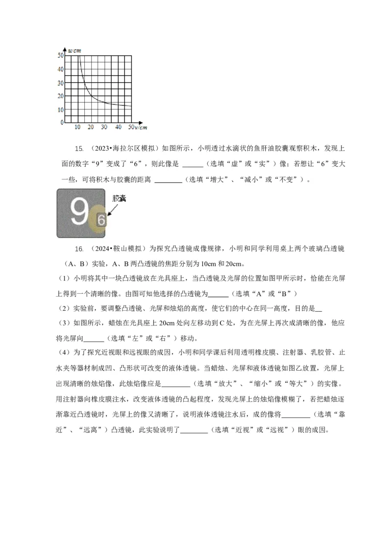 专题3凸透镜成像规律与应用（原卷版）_8、物理总复习_2024年中考复习资料_二轮复习_2024年中考物理二轮专项复习核心考点讲解与必刷题型汇编