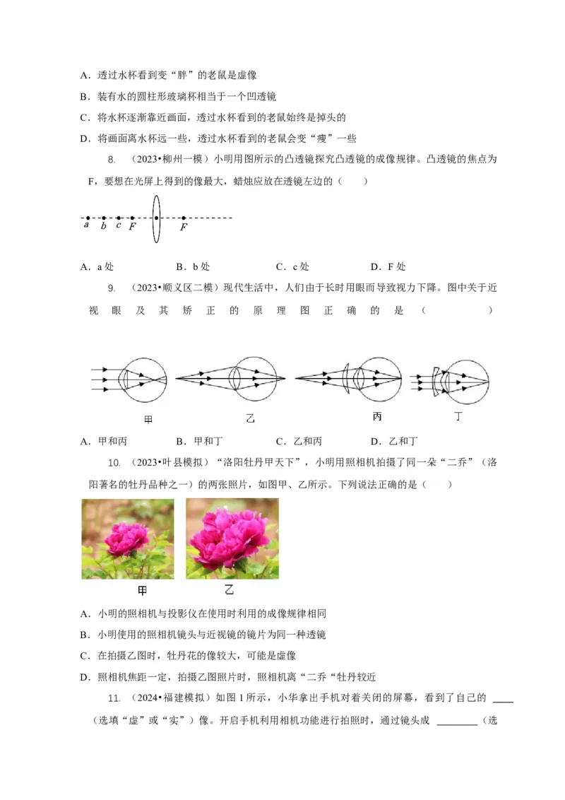 专题3凸透镜成像规律与应用（原卷版）_8、物理总复习_2024年中考复习资料_二轮复习_2024年中考物理二轮专项复习核心考点讲解与必刷题型汇编