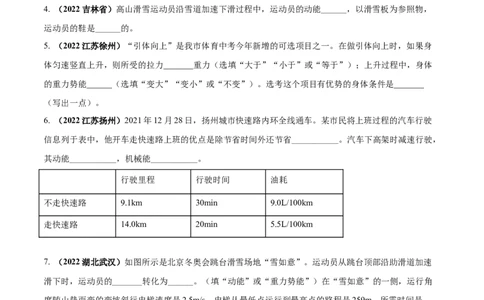 专题33功和机械能单元核心素养考试达标试卷（原卷版）_8、物理总复习_8.中考物理总复习_2023年中考复习资料_一轮复习_讲义+练习2023届中考物理一轮单元复习讲练考（全国通用）