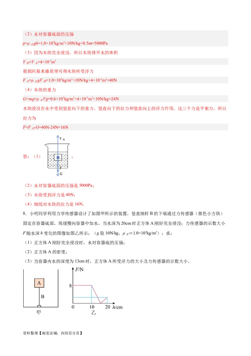 专题16压强与浮力的综合（解析版）_8、物理总复习_2024年中考复习资料_一轮复习_完备战2024年中考物理一轮复习考点帮（全国通用）_教师版（含答案解析）