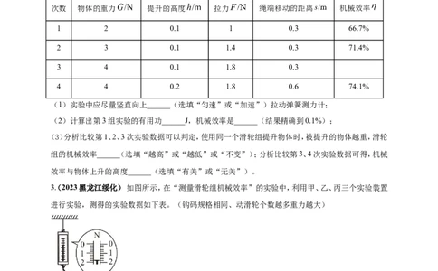 专题29探究滑轮组（含斜面）机械效率实验问题（原卷版）_8、物理总复习_2024年中考复习资料_二轮复习_夺分宝典备考2024年物理二轮中考总复习71个重难点亮点专题专炼（全国通用）