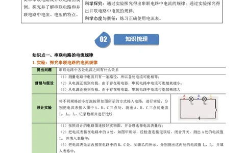 课时15.5串并联电路中电流的规律（教师版）_初物_八年级上下册+九年级全一册物理_九年级物理全一册_讲义_2024版
