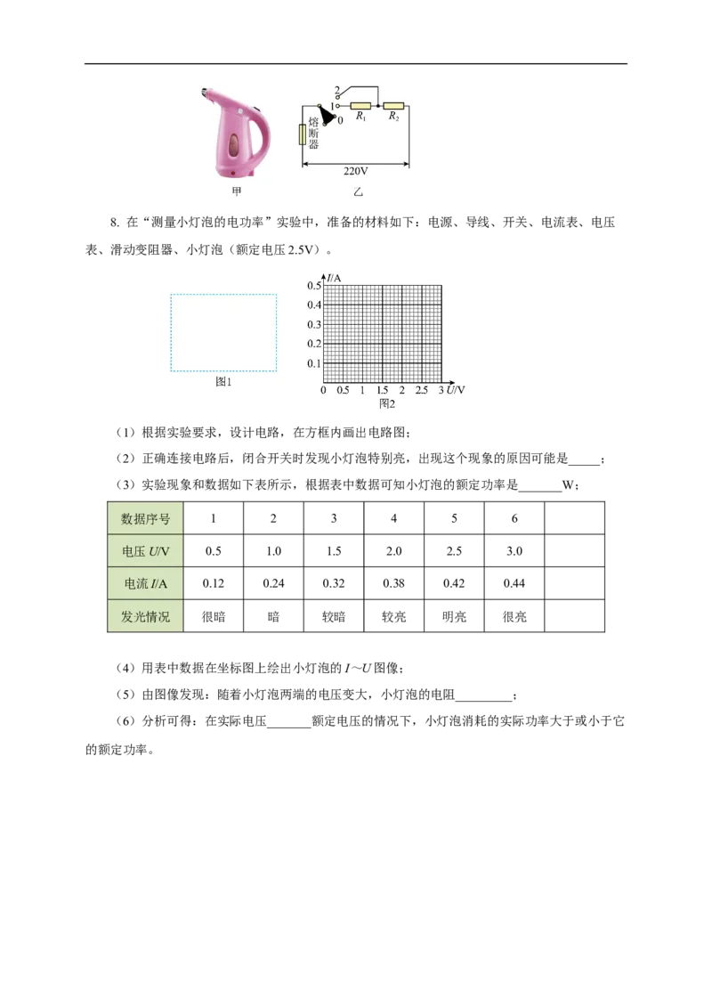 专题17电功率（知识梳理+典例+练习）-2024物理中考一轮复习精品资料（学生版）_8、物理总复习_2024年中考复习资料_一轮复习_更新2024年中考物理一轮复习精品资料_配套练习