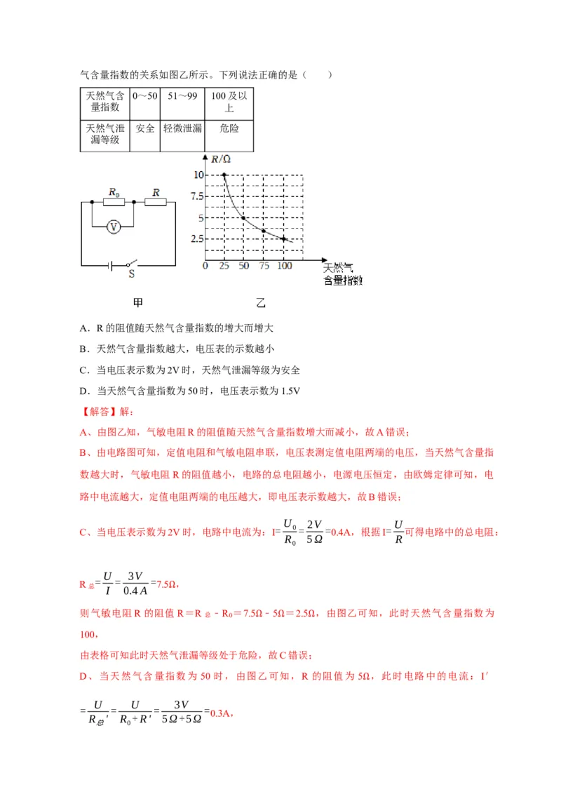图像题04欧姆定律（解析版）_8、物理总复习_2024年中考复习资料_二轮复习_（讲义+练习）2024年中考物理二轮题型专项复习