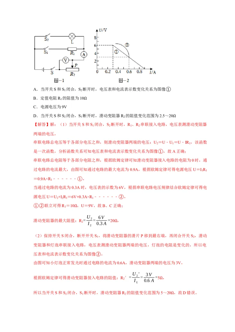 图像题04欧姆定律（解析版）_8、物理总复习_2024年中考复习资料_二轮复习_（讲义+练习）2024年中考物理二轮题型专项复习