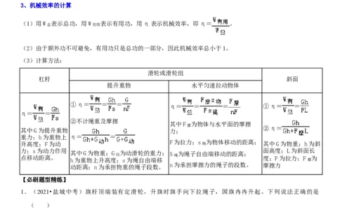 专题25滑轮及其工作特点（原卷版）-2022年中考物理二轮专项复习核心考点突破与必刷题型汇编（全国通用）_8、物理总复习_8.中考物理总复习_2022年中考复习资料