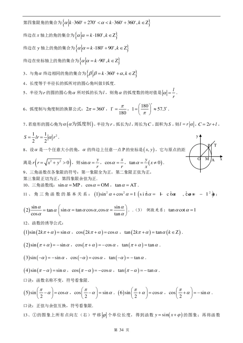 （超详）高中数学知识点归纳汇总_《初中全科目知识点汇总》_初高中知识点归纳汇总