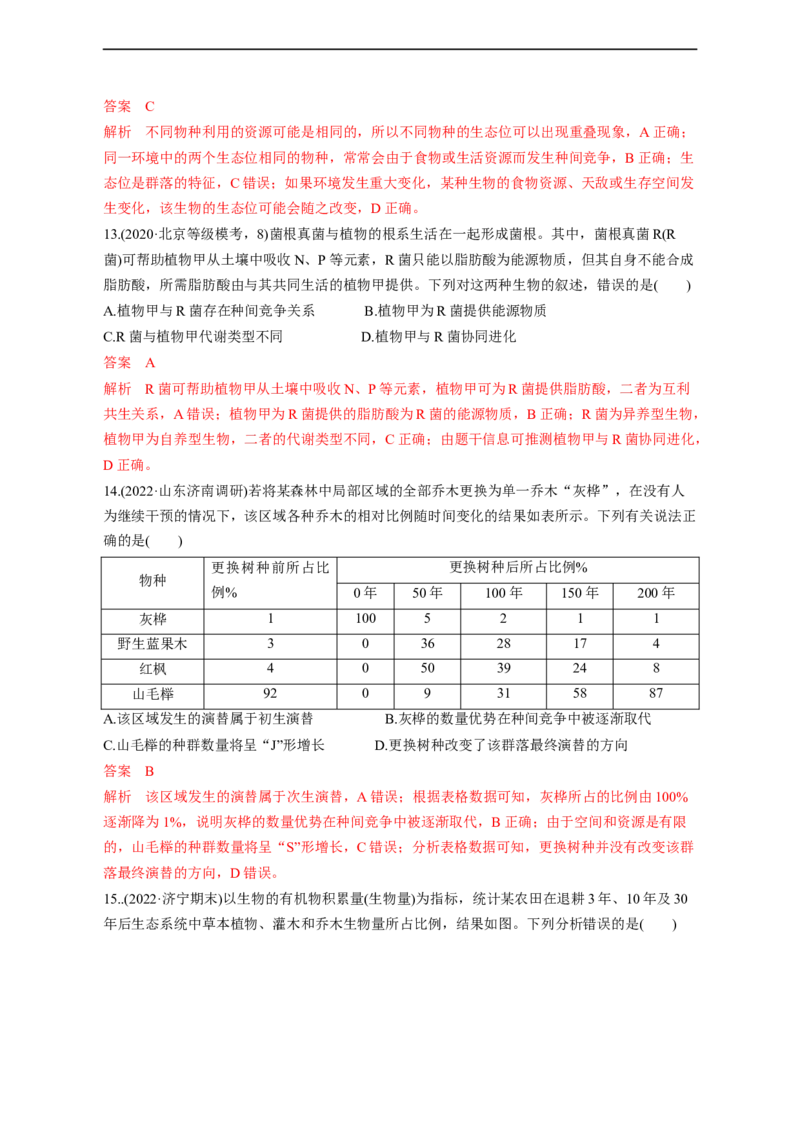 专题13种群和群落（测试卷）-2023年高考生物二轮复习讲练测（全国通用）（解析版）_通用版（老高考）复习资料_2023年复习资料_二轮复习_2023年高考生物二轮复习讲练测（全国通用）