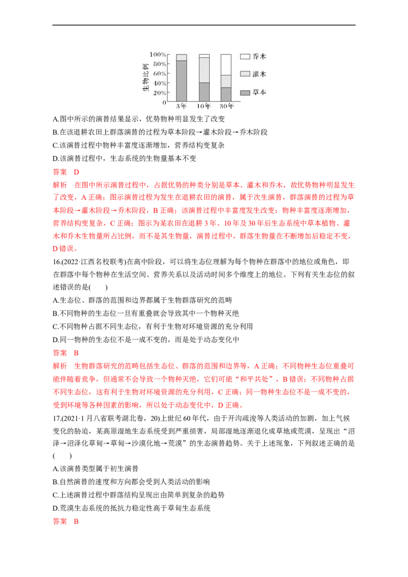 专题13种群和群落（测试卷）-2023年高考生物二轮复习讲练测（全国通用）（解析版）_通用版（老高考）复习资料_2023年复习资料_二轮复习_2023年高考生物二轮复习讲练测（全国通用）