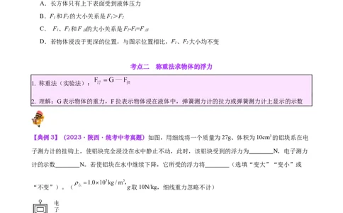 专题14浮力的四种计算方法（原卷版）_8、物理总复习_2024年中考复习资料_一轮复习_完备战2024年中考物理一轮复习考点帮（全国通用）
