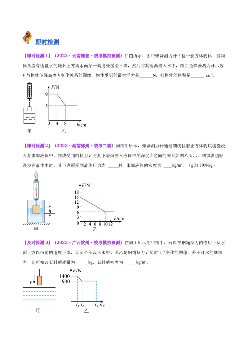 专题14浮力的四种计算方法（原卷版）_8、物理总复习_2024年中考复习资料_一轮复习_完备战2024年中考物理一轮复习考点帮（全国通用）