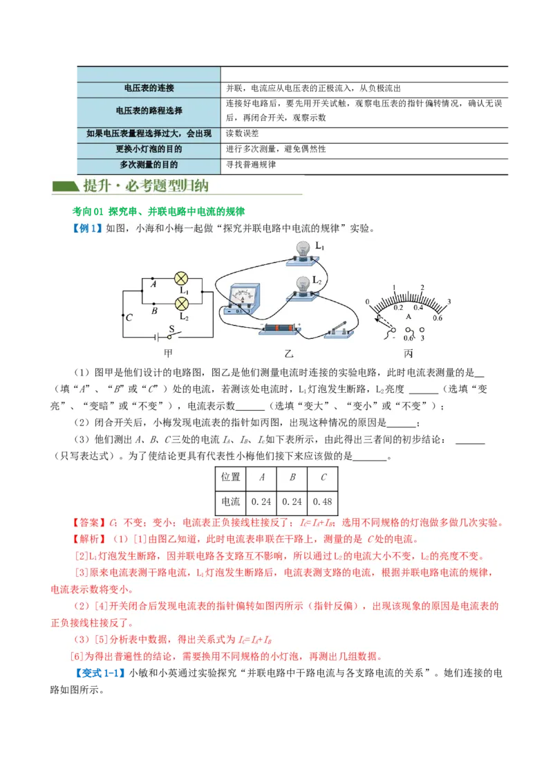 专题18电学微专题二（3考点+8考向）（讲义）（电学重点实验）（解析版）（全国通用）_8、物理总复习_8.中考物理总复习_2024年中考复习资料_一轮复习资料_配套讲义（原卷版+解析版）
