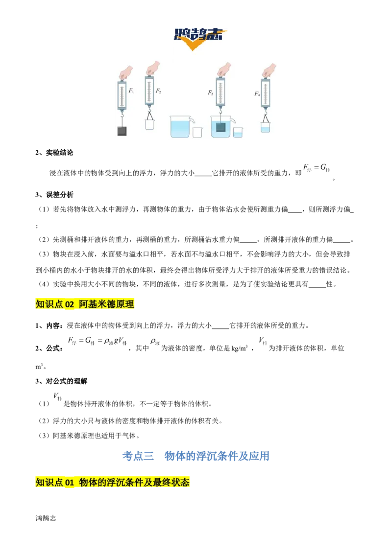 专题11浮力（4大模块知识清单+4个易混易错+7种方法技巧+典例真题精析）（原卷版）_8、物理总复习_物理一轮复习