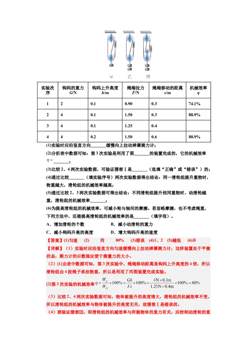 课时12.4机械效率（教师版）_初物_八年级上下册+九年级全一册物理_八年级物理下册_讲义（更新中）-U26