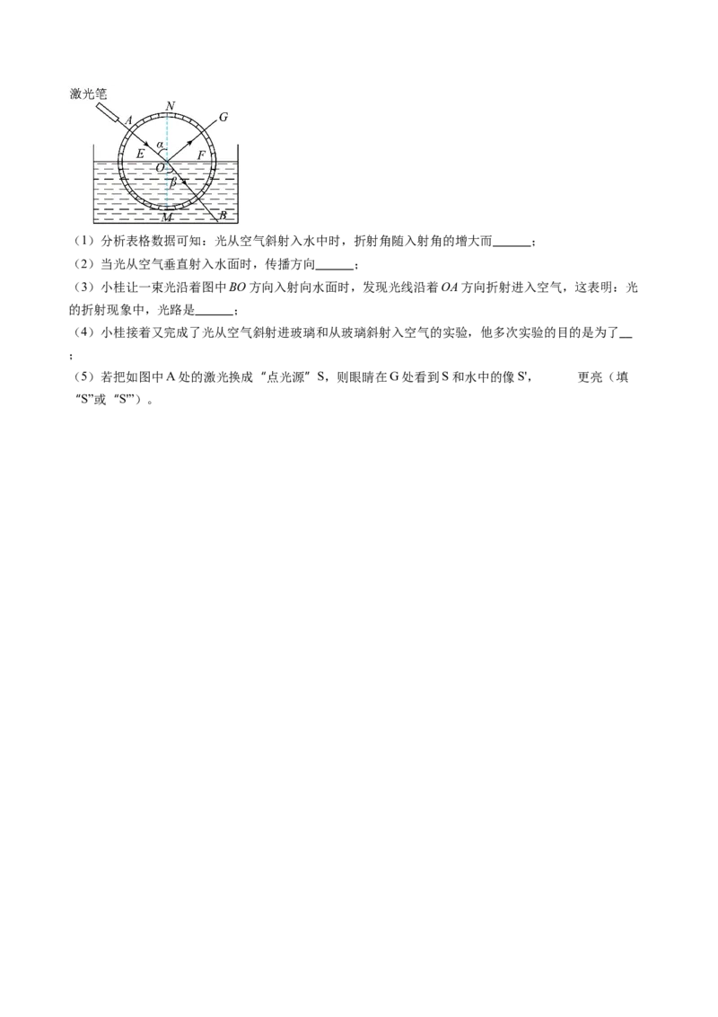 单元专项提升01光路作图和实验专项能力提升（学生版）_初物_八年级上下册+九年级全一册物理_八年级物理上册_讲义