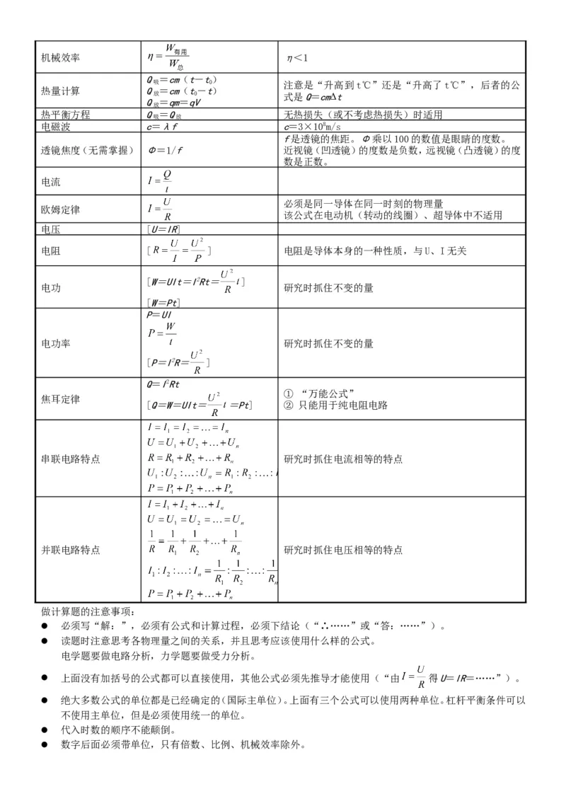 物理复习提纲_初物_八年级上下册+九年级全一册物理_八年级物理下册_全套教学资源_课件教案教学反思_其他试卷+重点讲练_其他