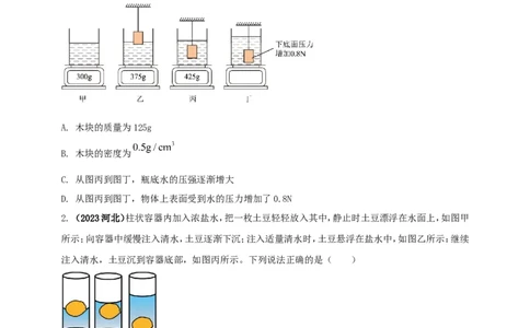 专题39浮力难题计算问题（原卷版）_8、物理总复习_2024年中考复习资料_二轮复习_夺分宝典备考2024年物理二轮中考总复习71个重难点亮点专题专炼（全国通用）