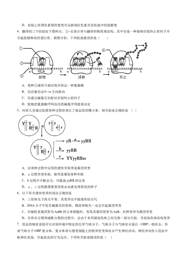 黄金卷03（考试版）-赢在高考&middot;黄金8卷备战2024年高考生物模拟卷（辽宁专用）_2024年新高考资料_4.2024高考模拟预测试卷
