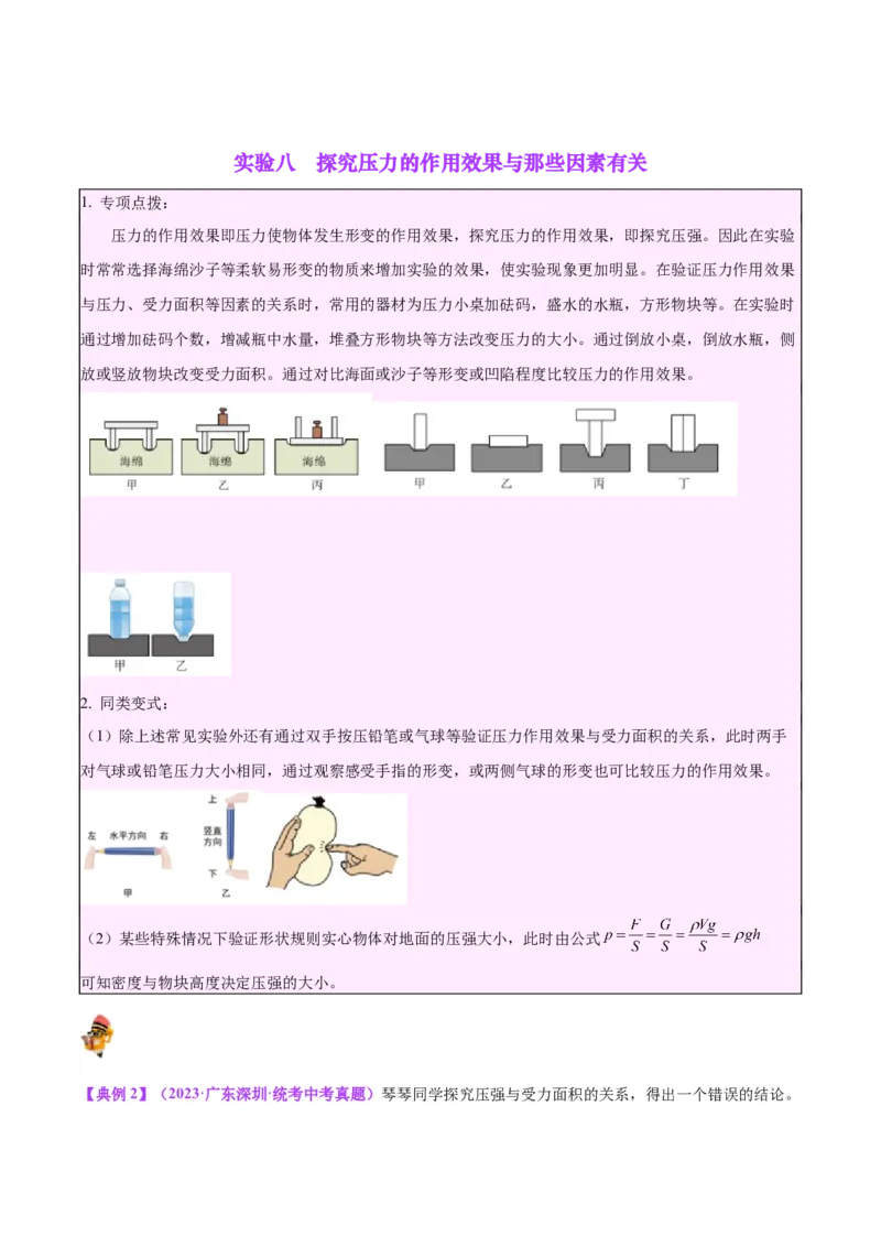 专题33力学实验专题（二）（原卷版）_8、物理总复习_2024年中考复习资料_一轮复习_完备战2024年中考物理一轮复习考点帮（全国通用）