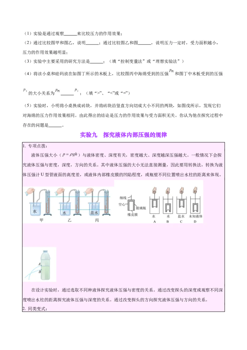 专题33力学实验专题（二）（原卷版）_8、物理总复习_2024年中考复习资料_一轮复习_完备战2024年中考物理一轮复习考点帮（全国通用）