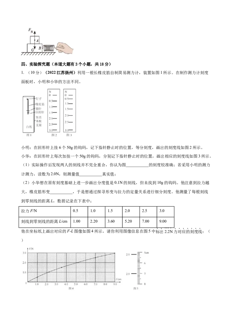 专题21力单元核心素养考试达标试卷（原卷版）_8、物理总复习_8.中考物理总复习_2023年中考复习资料_一轮复习_讲义+练习2023届中考物理一轮单元复习讲练考（全国通用）