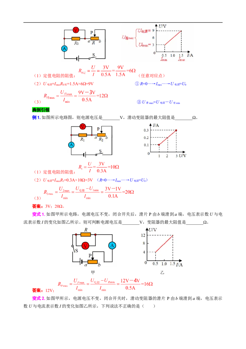 电学U-I或I-U图像分析与计算_8、物理总复习_8.中考物理总复习_2024年中考复习资料_专项复习资料_2024年中考物理复习_❤更新专项复习