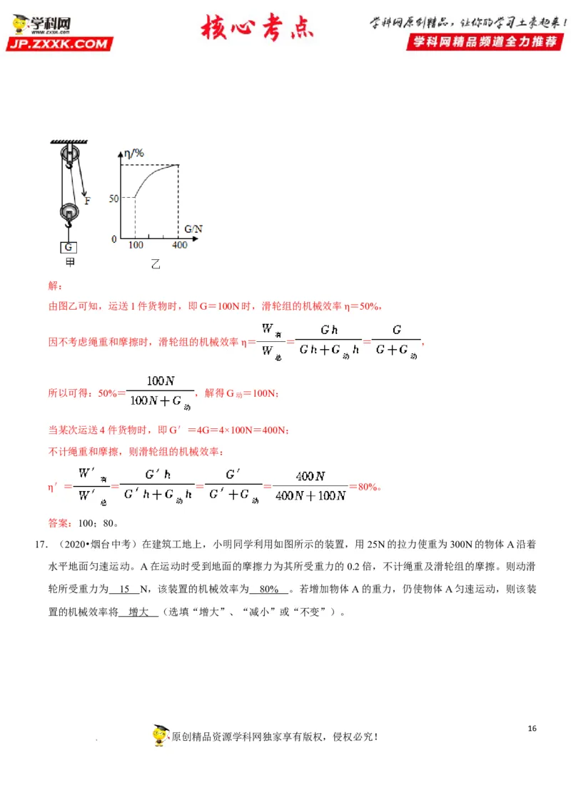 专题25滑轮及其工作特点（解析版）-2022年中考物理二轮专项复习核心考点突破与必刷题型汇编（全国通用）_8、物理总复习_8.中考物理总复习_2022年中考复习资料