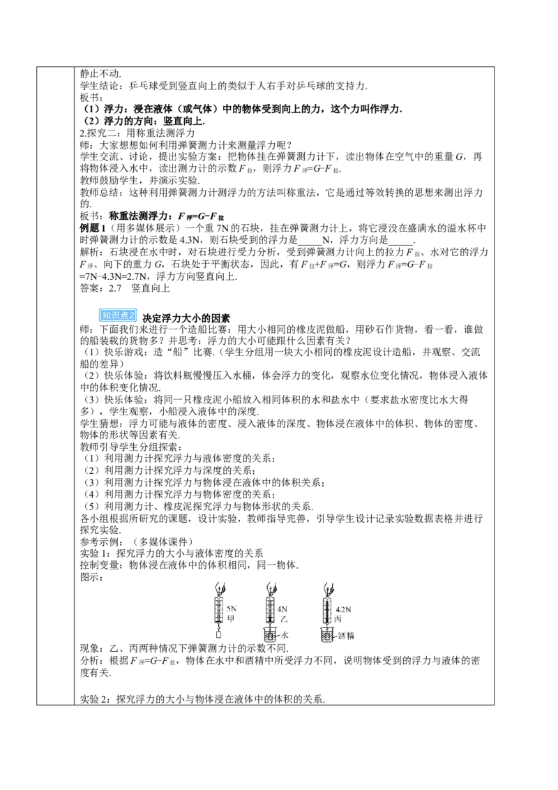 第1节浮力_初物_八年级上下册+九年级全一册物理_八年级物理下册_全套教学资源_课件教案教学反思_教案_第十章浮力_第1节浮力