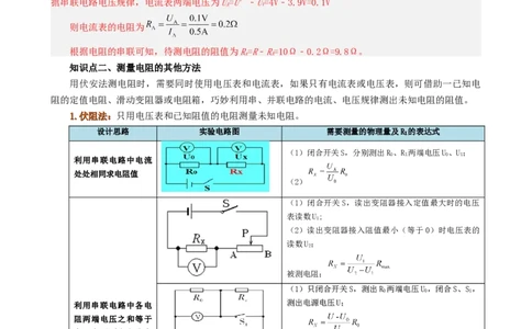 课时17.3电阻的测量（教师版）_初物_八年级上下册+九年级全一册物理_九年级物理全一册_讲义_2024版