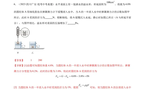 专题10浮力10.1浮力（教师版）_8、物理总复习_2024年中考复习资料_专项复习资料_完三年（2021&mdash;2023）中考真题分项精编（全国通用）_教师版（含答案解析，目录与学生版一致）