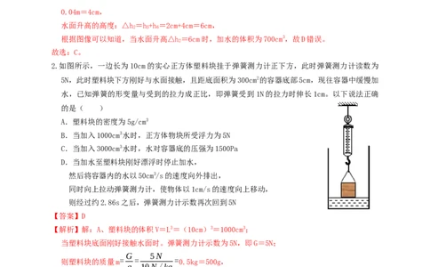 专题25浮力弹簧加水放水题型（知识点复习+例题讲解+过关练习）-备战2023年中考物理一轮复习考点帮（解析版）_8、物理总复习_8.中考物理总复习_2023年中考复习资料_一轮复习_解析版