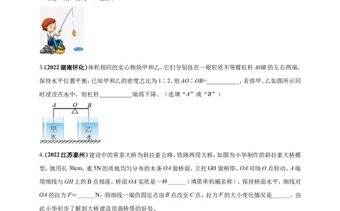 专题13杠杆及其平衡条件应用问题（原卷版）_8、物理总复习_8.中考物理总复习_2023年中考复习资料_二轮复习_2023年二轮复习小微专题精准练助力中考物理四点问题大突破（通用版）