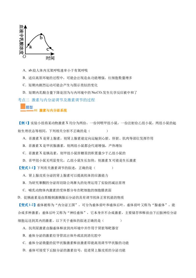 专题13内环境与体液调节（8大题型）（原卷版）_2025年新高考资料_一轮复习_备战2025年高考生物一轮复习题型全覆盖（新高考通用）