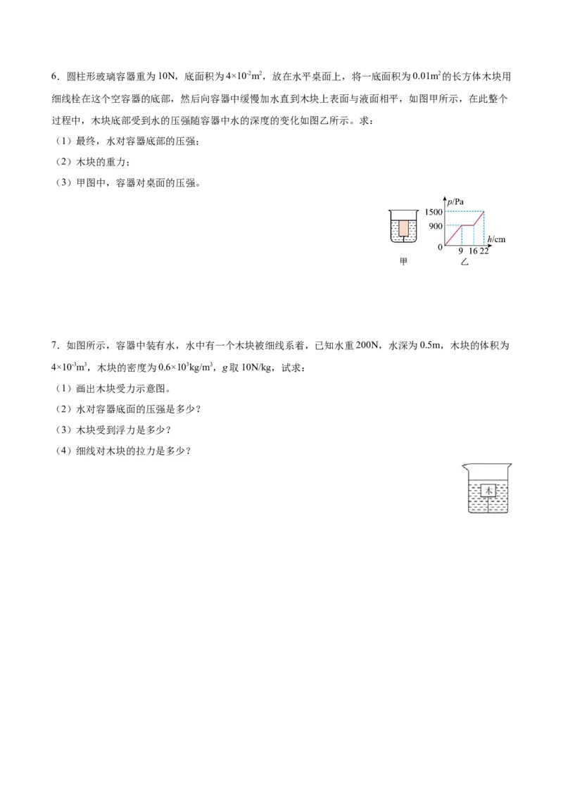 专题16压强与浮力的综合（原卷版）_8、物理总复习_2024年中考复习资料_一轮复习_完备战2024年中考物理一轮复习考点帮（全国通用）