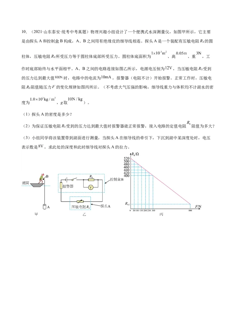 专题16压强与浮力的综合（原卷版）_8、物理总复习_2024年中考复习资料_一轮复习_完备战2024年中考物理一轮复习考点帮（全国通用）