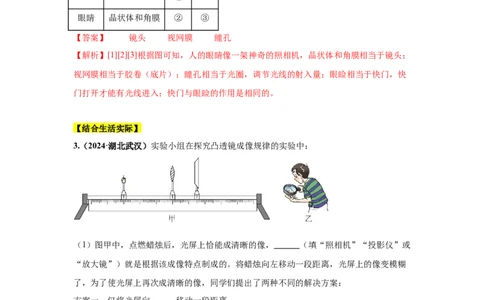 专题03透镜及其应用（解析版）_初物_八年级上下册+九年级全一册物理_八年级物理上册_全套教学资源_课件教案2_中考真题_3.2024年全国中考真题分类汇编_专题03透镜及其应用
