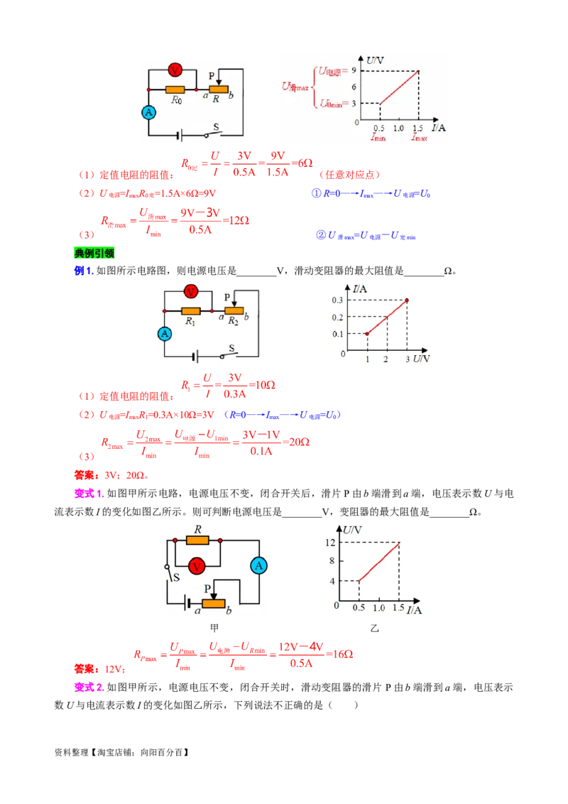 电学U-I或I-U图像分析与计算_8、物理总复习_2024年中考复习资料_专项复习资料_2024年中考物理复习辅导系列_❤更新专项复习
