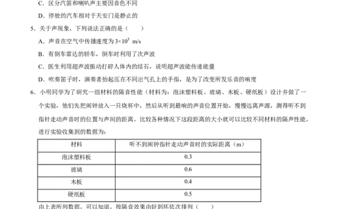 专题2声现象易错题型训练（原卷版）_8、物理总复习_8.中考物理总复习_2022年中考复习资料_2022年中考物理二轮复习易错考点精讲精练（人教版）